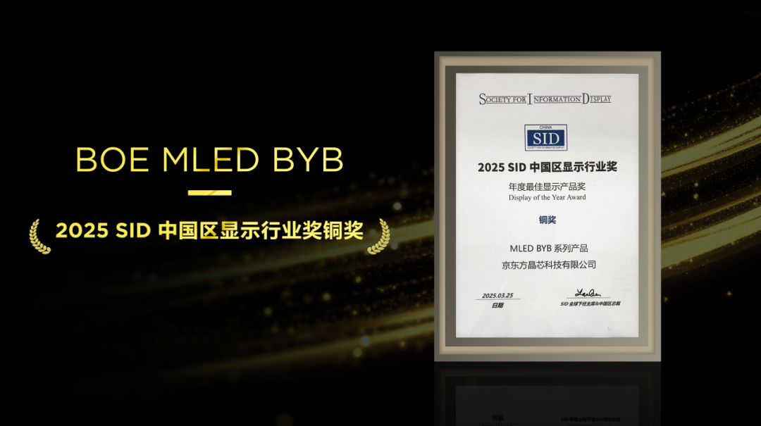 迪慶不負匠心，再添殊榮！京東方MLED業務BYB系列榮膺SID中國區顯示行業大獎